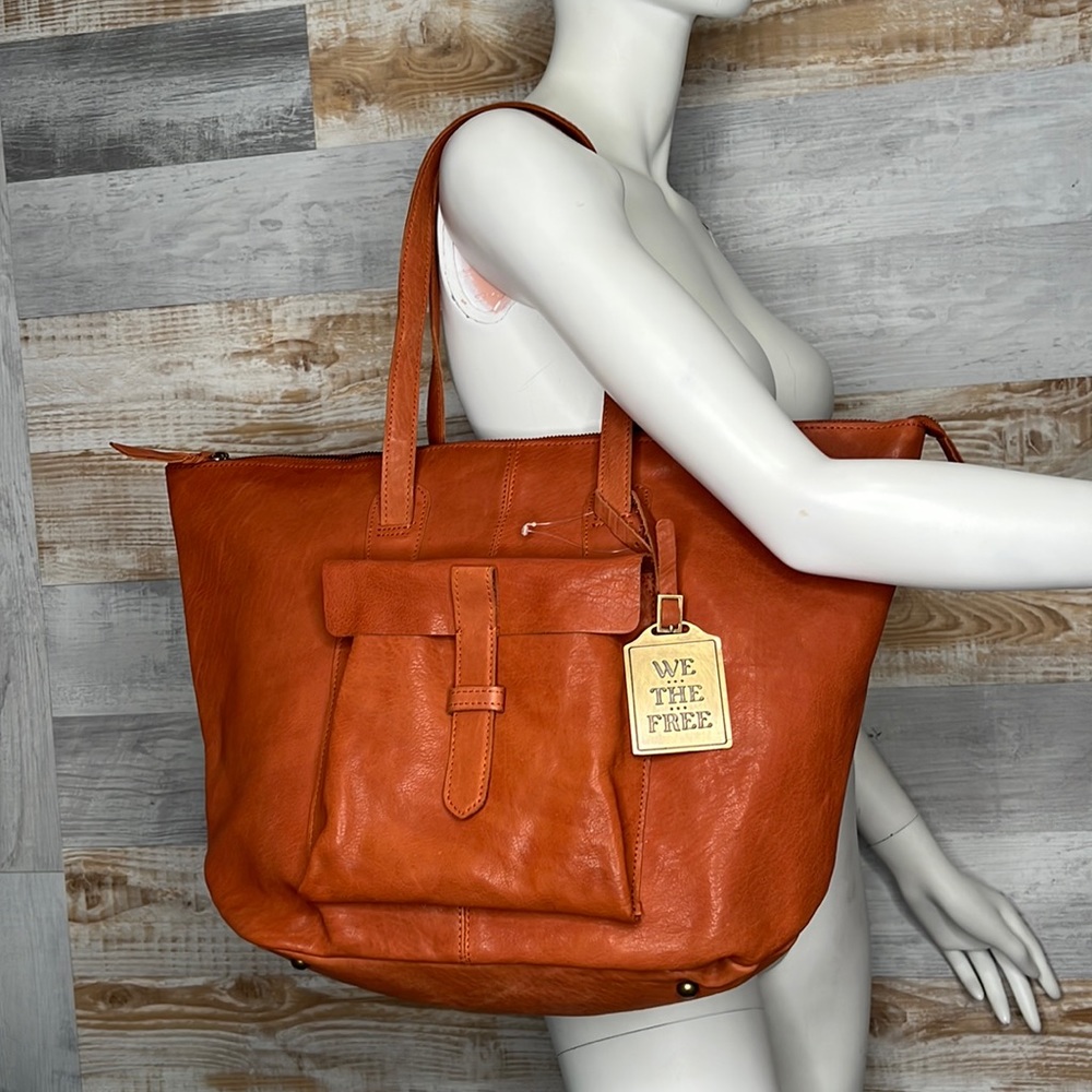 Free People Burnt Orange Leather Tote